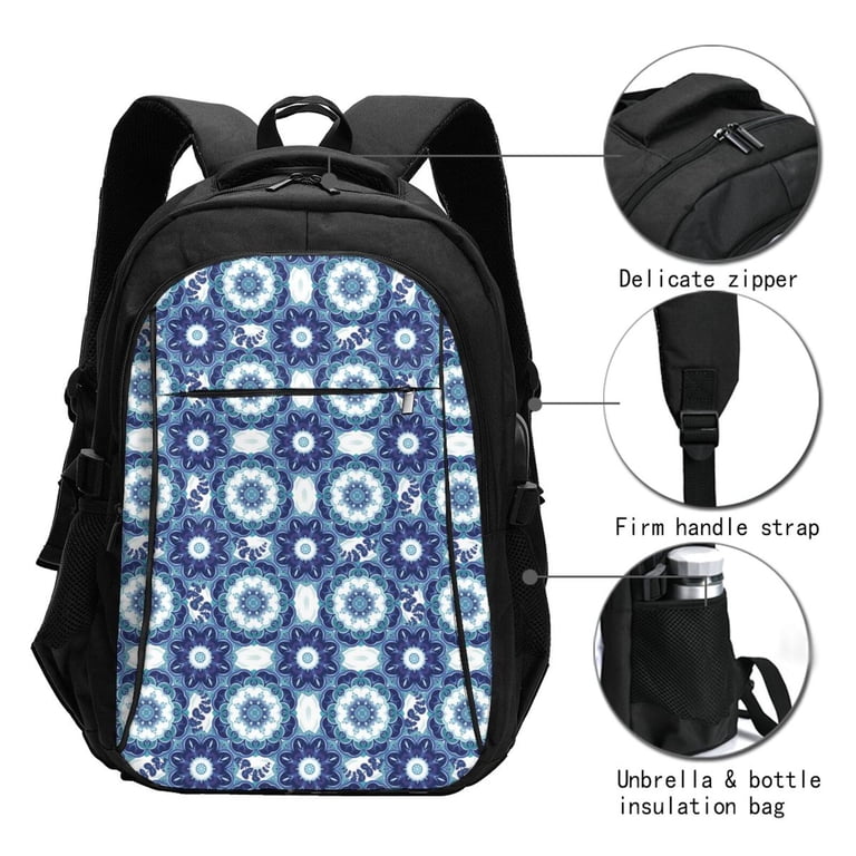 Defioc Vintage Blue for Travel Backpack for Women,15.6 inch  display picture 3