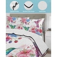 thumbnail image 4 of Quilts Twin Size Bedding Set, Pink Spring Floral Lightweight Quilted Comforter, Watercolor Birds Farmhouse Elegant Soft Reversible Bedspread Coverlet with Pillow Covers for All Season, 68" x 86", 4 of 7