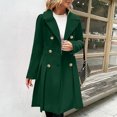 thumbnail image 5 of Wutalume Women's Solid Color Thick Long Sleeve Fashion Coat Jacket, Lapel Design with Double Breasted Buttons, Pockets and Lining, Wool Blend for Fall and Winter,Dark Green XL, 5 of 6