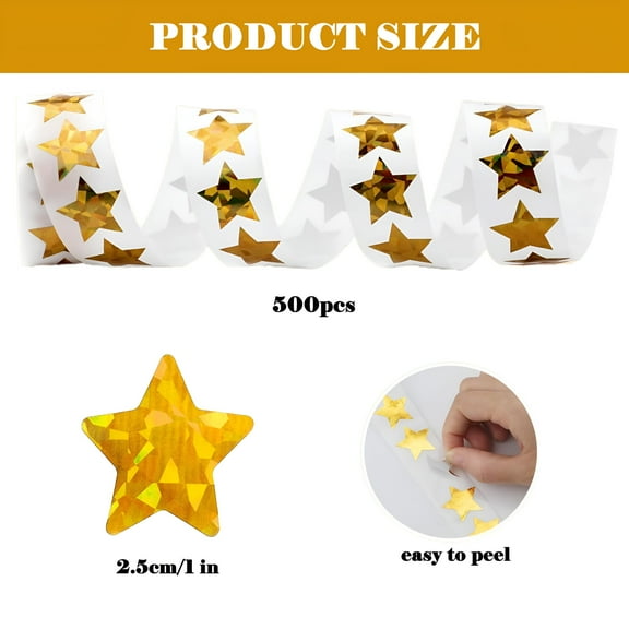 CCOCC 500 Pieces 1 Inch Gold Star Stickers for Kids Reward At School Classroom