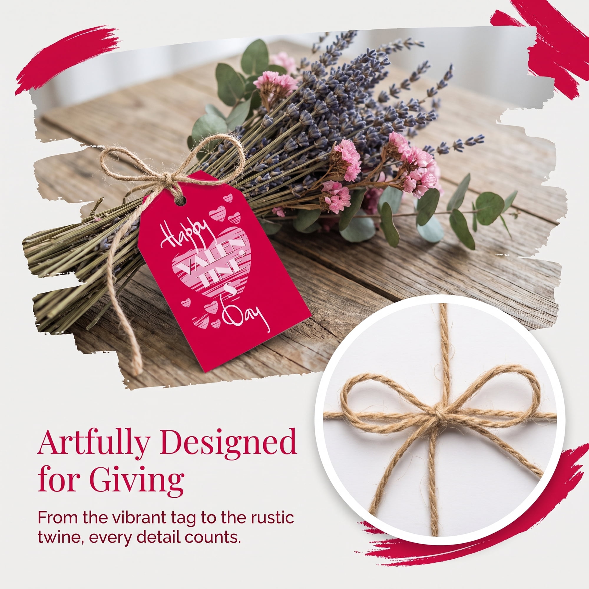 Unique Bargains Gift Tags with Twine for Present Wrapping and Crafting Striped Heart 2" x 3.1"