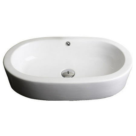 ... Imaginations Wall Mount Semi Recessed Oval Vessel Sink with Overflow