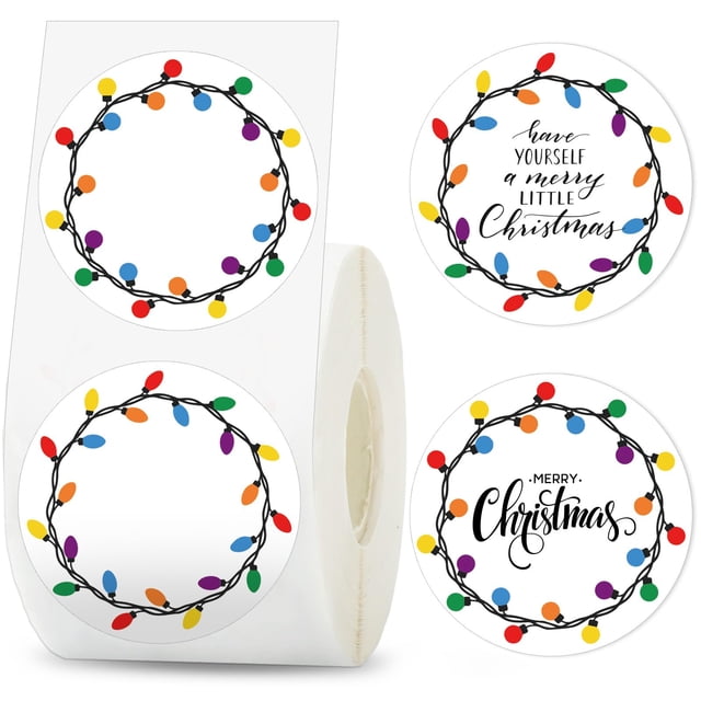 Etiquetas térmicas Whaline, bombillas navideñas e invernales, 500 unidades, 5 cm