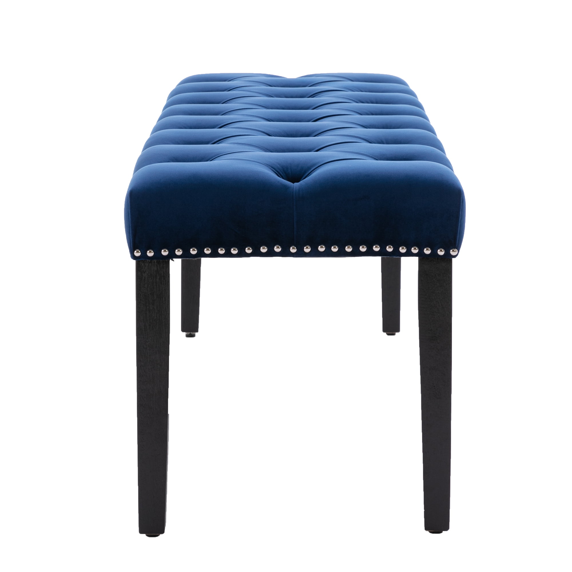 Heng Ming Upholstered Tufted Bench Ottoman, Velvet Dining Bench Bedroom Bench Footrest Stool Accent Bench for Entryway Dining Room Living Room, Blue