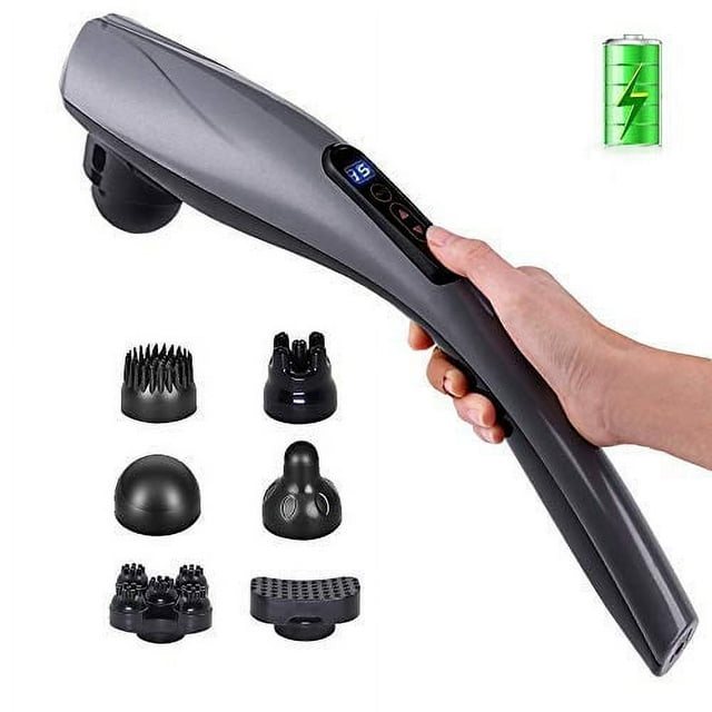 Masajeador de espalda y cuello de mano 120 varios masajeadores de terapia de percusión + vibración Masajeador de tejido profundo inalámbrico y recargable Regalos de relajación para mujeres, hombres, papá, mamá y toda la familia Vhermosa FLD-2468