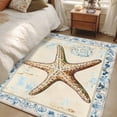 thumbnail image 4 of 3'x5' Area Rugs, Coastal Beach Starfish Indoor Outdoor Area Rug for Living Room Bedroom, Summer Vintage Watercolor Wave Washable Bathroom Rugs Kitchen Floor Carpet Mats Home Decor Aesthetic, 4 of 8