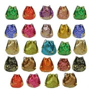 24 PCS Silk Brocade Jewelry Pouch Bag Small Satin Coin Purse Chinese Brocade Embroidered Drawstring Gift Bag for Jewelry