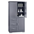 thumbnail image 4 of Knubmt 2 Doors Storage Cabinet with 3 Drawers, Wide Cabinet for Bathroom,Office,Living Room, Gray, 4 of 9