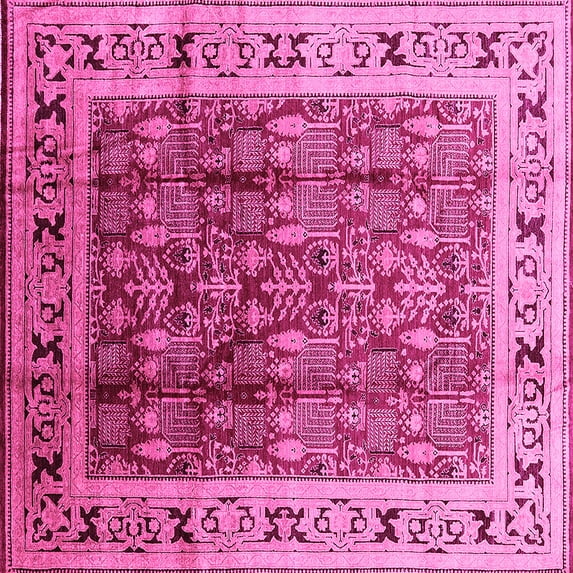 Ahgly Company Indoor Square Oriental Pink Industrial Area Rugs, 5' Square
