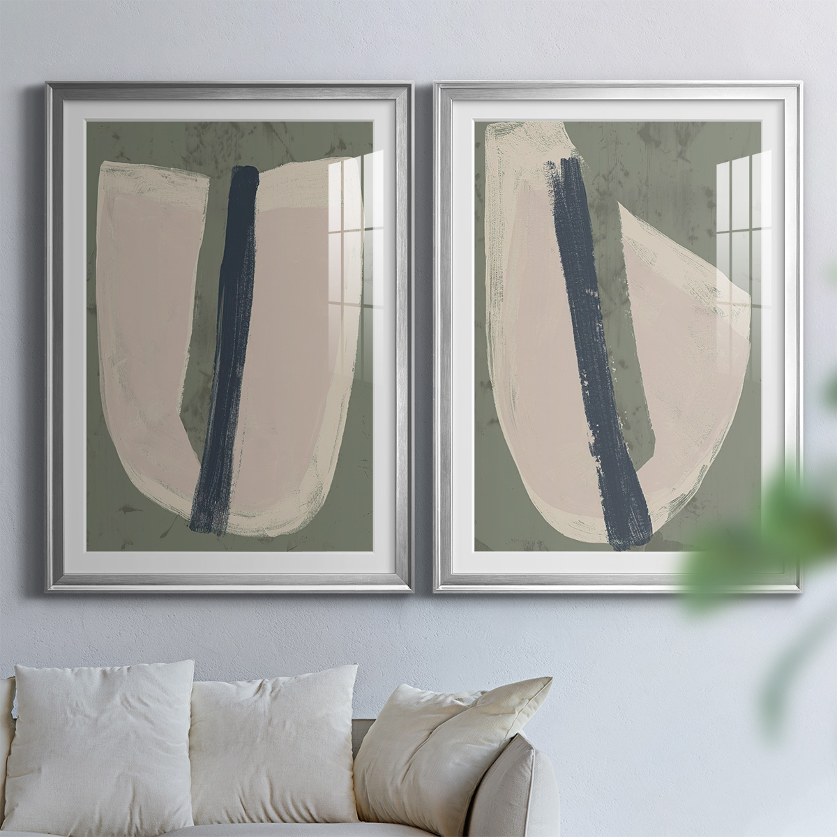 Wexford Home Paper Slice III Premium Framed Print, 26.5" x 36.5" - Ready to Hang, Silver (Set of 2)