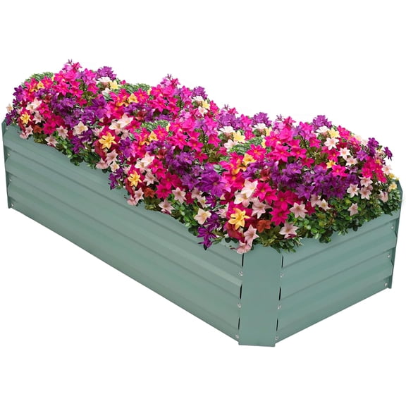 Sunnydaze Galvanized Raised Garden Bed - Metal Raised Bed for Gardening - Outdoor Planter Box for Flowers, Plants, and Vegetables - Green - 48" W x 36" D x 12" H Rectangle