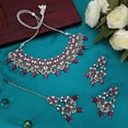 thumbnail image 2 of Efulgenz Pink Bohemian Indian Oxidized Vintage Bridal Sets Faux Pearl Kundan Choker Necklace Earrings & Head Chain Fashion Statement Jewelry set for Women, 2 of 10
