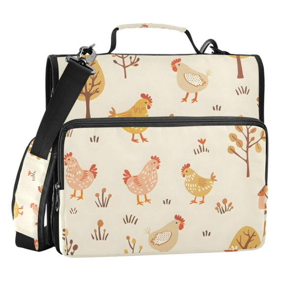 ALAZA Zipper Binder Cute Chicken and Trees 3 Ring Trapper Keeper File Folder Organizer Bag