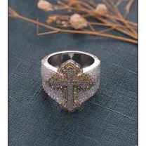 3Ct Round Cut Moissanite Cross Men's Engagement Ring 14K White Gold Plated