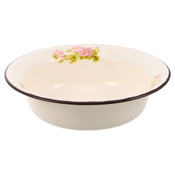 OUNONA Thick Enamel Mixing Bowl, Multi-Color, Vintage Floral Pattern, Kitchen Use