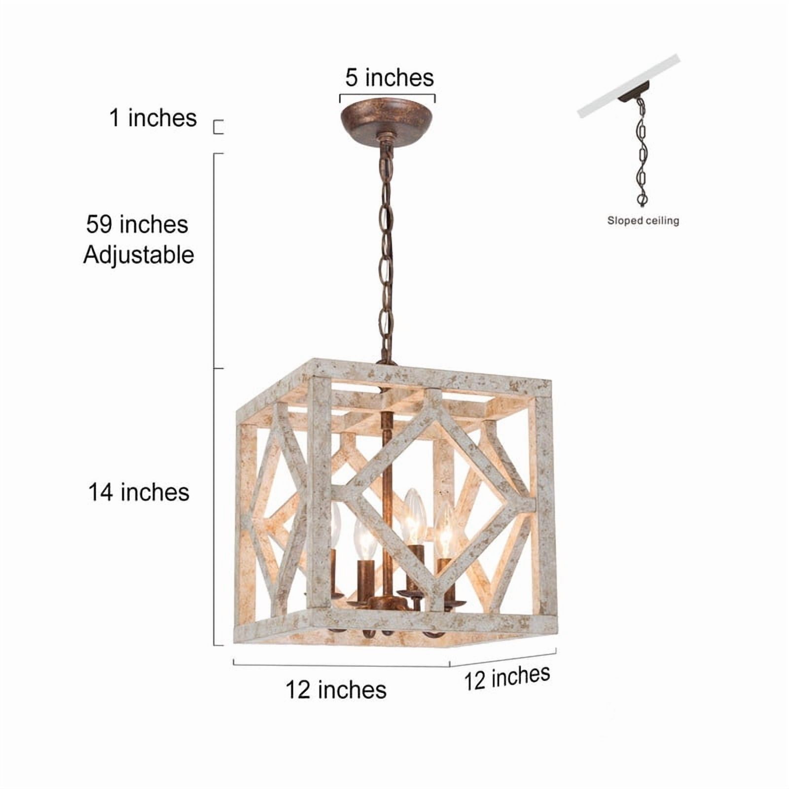 LNC Sesuvium 4-Light Farmhouse Pendant Light in Weathered Cream and Coffee Gold Finish