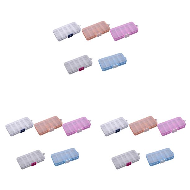 Bearachild Caja de almacenamiento de 10 compartimentos, práctica caja de plástico ajustable para anillos de cuentas, organizador de exhibición de joyas Type5 NO5 Bearachild CBP096729