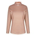 thumbnail image 2 of Jalioing Women's Long Sleeve Cotton T Shirt Casual Striped Mock Neck Shirts Fall Casual Trendy Pullover Tees, 2 of 6