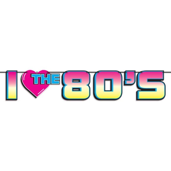 Beistle 12 Counts Pink and Yellow I Love the 80’s Party Streamer 6’