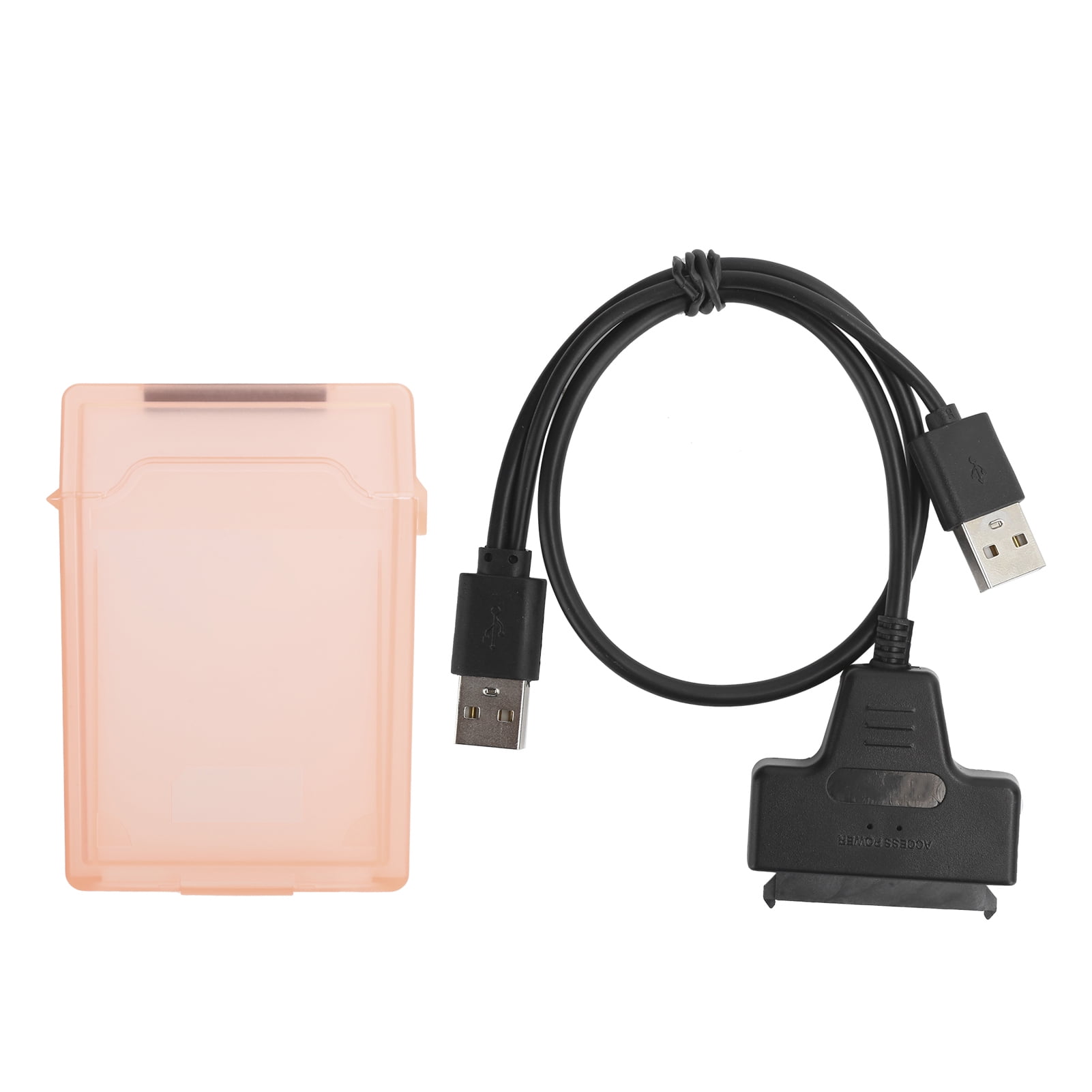 ABS Protection Box,  Compatibility Dual Way Opening High Speed Hard Disk Cable with LED Status Indicator for 2.5in SATA HDD SSD Red