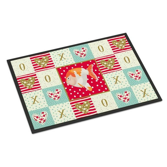Carolines Treasures CK5474MAT 18 x 27 Po Poisson Rouge à Tête de Lion Aime Tapis Intérieur Ou Extérieur