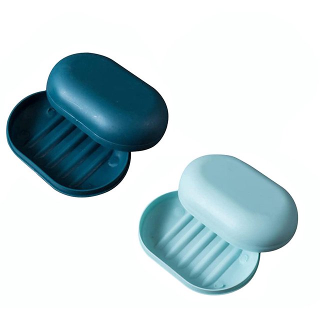 Jabonera con tapa Estuche de viaje para jabón en barra Jabonera de viaje Jabonera a prueba de fugas Recipiente para guardar jabón en barra con cierre - 2 piezas