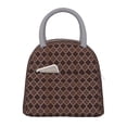 thumbnail image 1 of Fotbe Brown Gold Grid Bolsa de Almuerzo con Estampado, Lonchera Aislada, Contenedor de Comida Reutilizable Tipo Cooler a Prueba de Fugas, 1 of 6