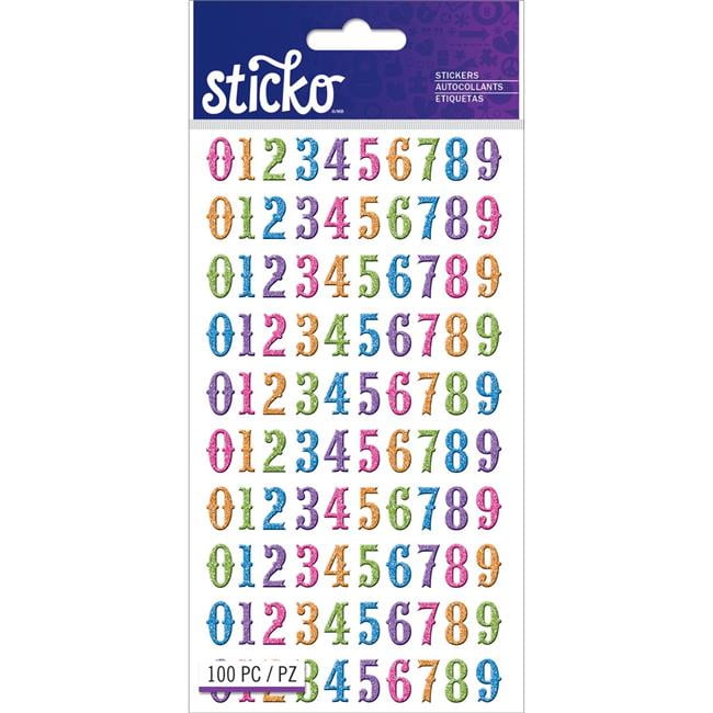 Sticko Numbers StickersBright Glitter