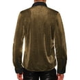 thumbnail image 3 of INSPIRE CHIC Men's Shirt Sparkle Dress Long Sleeve Party Shining Texture Shirt S Golden, 3 of 5