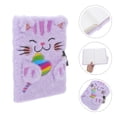 thumbnail image 5 of Ferencaa Plush Diary With Lock Cartoon Animal Notebook Cute Cat Fuzzy Journal Writing Pad Personal Journal Diary for School Home Office Purple, 5 of 11