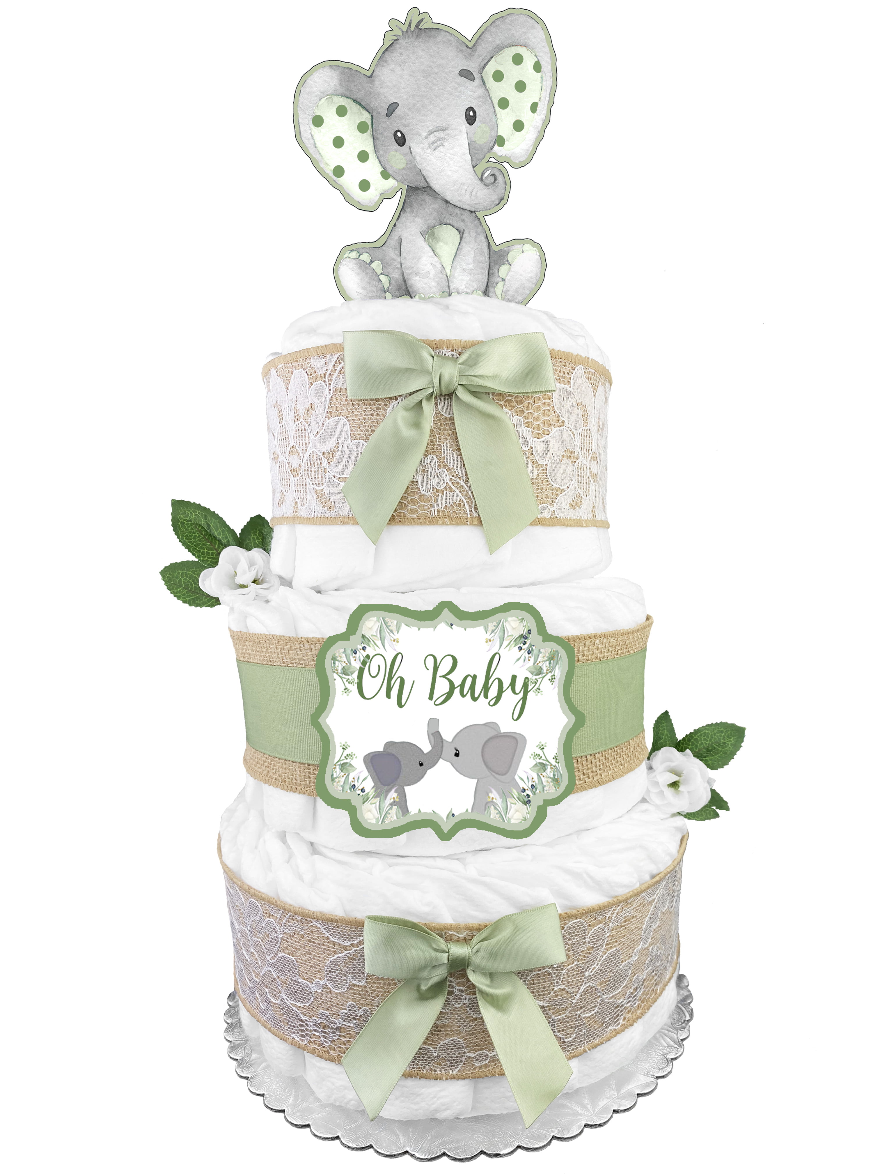 3 Tier B-A-B-Y Monkey Diaper Cake Baby Shower Gift Centerpiece 