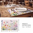 thumbnail image 3 of Placemats Set of 6, Wildflowers Woven Placemat, Linen Place Mats for Kitchen/Dining Tables, Spring Watercolor Tulip Floral Leaf Pink Plaid Washable Table Mats for Party, 3 of 8