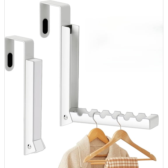 ERBAO 2-Packs over the Door Hanger Hooks with Extra Anti-slip Pads, Metal Folding Clothes Drying Racks for Laundry, Dorm, Portable Space Saving Coat Towels Organizer Rack