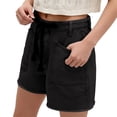 thumbnail image 3 of BLVB Women Baggy Bermuda Denim Shorts Drawstring Wide Leg Long Jeans Shorts Vintage Streetwear with Pockets, 3 of 5
