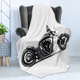 thumbnail image 4 of Manly Soft Flannel Fleece Blanket, Custom Motorcycle Horsepower Adventurous Journey Freedom Ride Masculine Vehicle, Cozy Plush for Indoor and Outdoor Use, 70" x 90", Grey Black White, by Ambesonne, 4 of 5