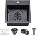 thumbnail image 1 of Gunmetal  Kitchen Sink Topmount Drop in Stainless Steel Single Bowl Kitchen Gauge Extra-Thick Modern Bar Prep RV Laundry Sinks with Dish Grid and Basket Strainer, 1 of 4