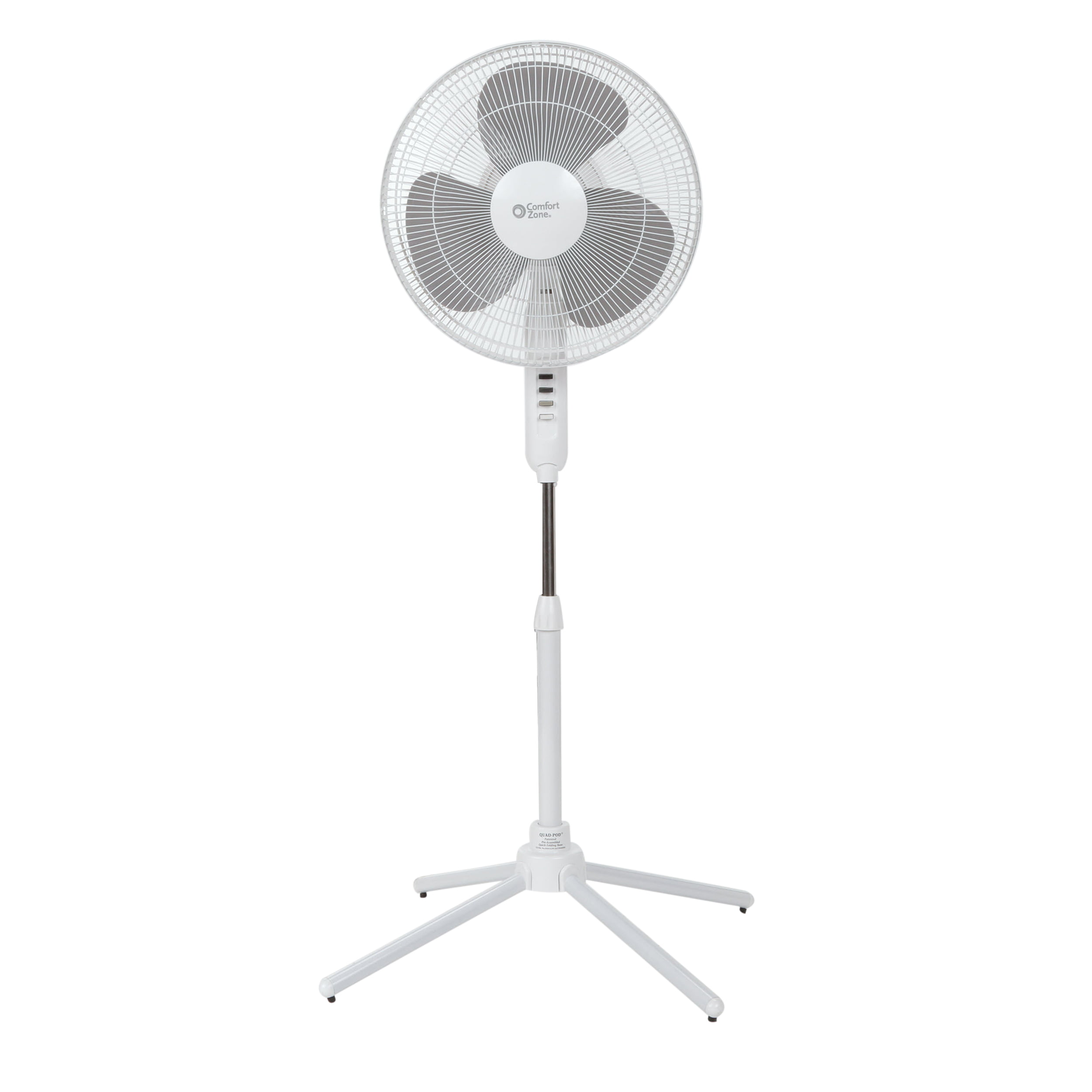 2pk Comfort Zone CZST161BTE 3-Speed 16-inch Oscillating Pedestal Fan with Folding Base and Adjustable Height and Tilt
