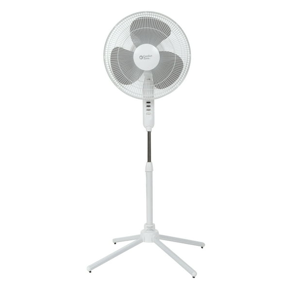 Comfort Zone 16" 3Speed Oscillating Pedestal Fan with Folding Base and Adjustable Height and