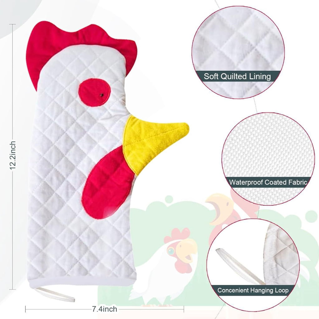 Oven Glove Heat Resistant Non-woven Fabric Oven Mitts Rooster Shape for Kitchen