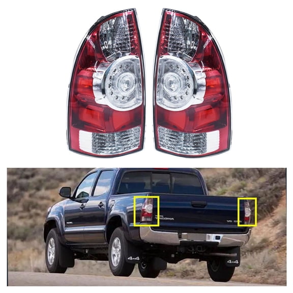 Rear Tail Brake Lights Red Housing Clear Lens Fit for oyota Tacoma 2005-2015, 05-15 Tacoma Tail Light Housing Assembly (2 Pcs)