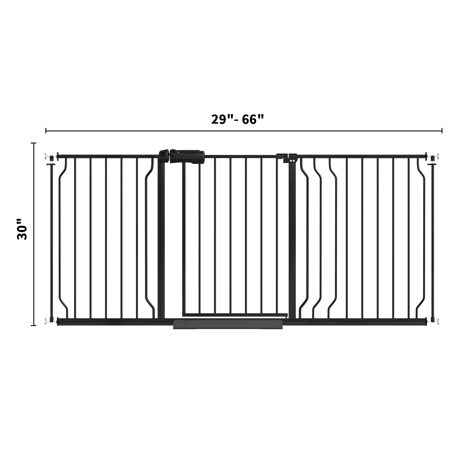 FURDEAR 56.9-65.9" Extra Wide Baby Safety Gate Walk Thru Black Metal Gate
