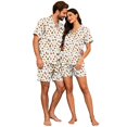 thumbnail image 4 of Couples Pajama Sets Matching Halloween 2 Piece Short Sleeve Button Down Pjs Soft Lightweight Sleepwear Lounge Set for Her Him Allover Seasonal Motif Print Orange S, 4 of 6