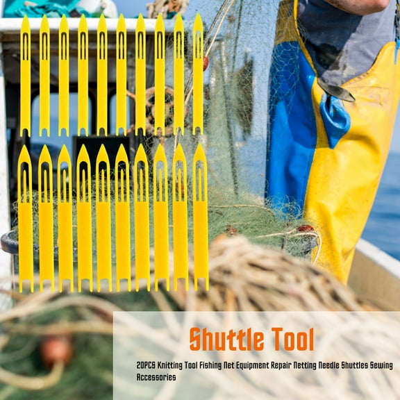 WRITWAA 20Pcs Yellow Plastic Fishing Net Repair Needles and Lightweight for Mending