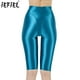 thumbnail image 2 of Mallas de dos piezas con efecto brillante al óleo para mujer, pantalones cortos de gimnasia, ballet, cintura alta, elásticas, para motociclista, yoga, fitness y deportes, 2 of 5