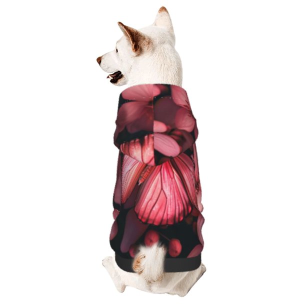 Fotbe pink butterfly Sudadera con Estampado para Perros Pequeños – Suéter con Capucha para Mascotas, Tela Suave de Forro Polar con Bolsillo-Large