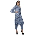 thumbnail image 2 of Moomaya Womens Printed One Shoulder Double Bell Sleeve Kurti Pant Set Ethnic Clothing Sets For Women, 2 of 7
