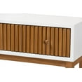 thumbnail image 6 of Baxton Studio Odile Mid-Century Modern Two-Tone Natural Brown and White Bayur Wood 1-Drawer Console Table, 6 of 7