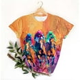 thumbnail image 4 of Tops de Ajuste Suelto para las Mujeres Nueva Manga Corta Cuello Redondo Suéter Caballo Casual Impreso Camiseta, Ligero Top de Verano, 4 of 7