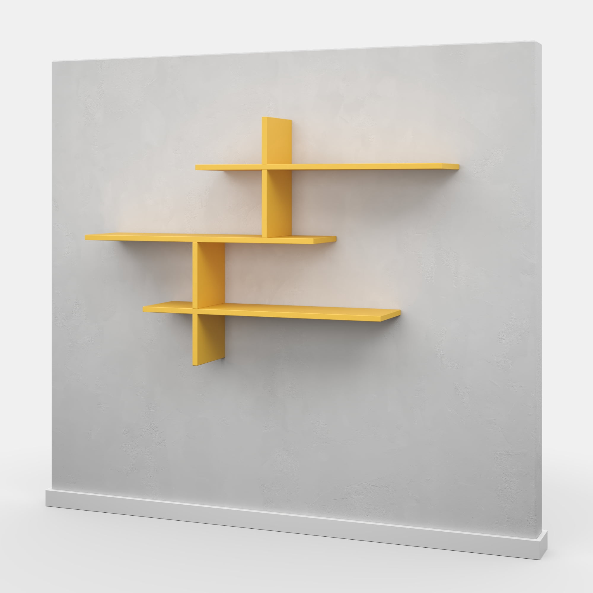 Ada Home Decor Furniture 48.5" 3 Tier Mustard Webster Modern Wall Shelf