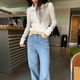 thumbnail image 3 of Suéter de punto con botones Rimocy para mujer, primavera 2024, básico, ajustado, de cuello alto, color liso, con parte inferior salvaje, 3 of 6
